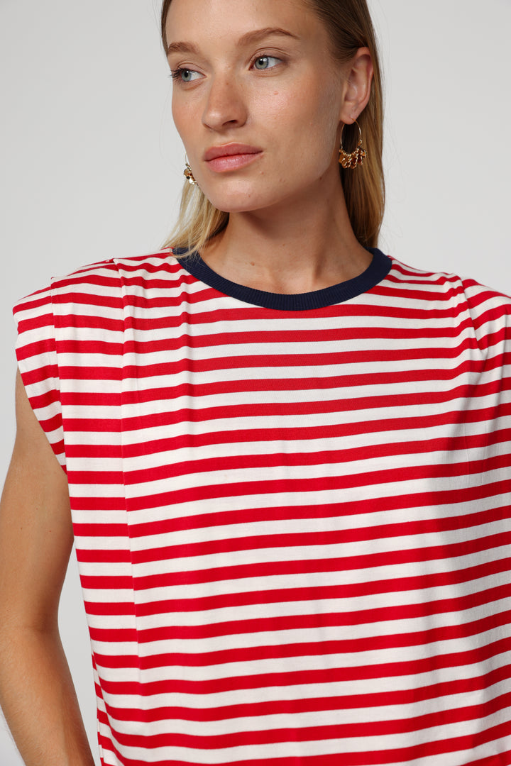 DNA Red Striped Padded Tank
