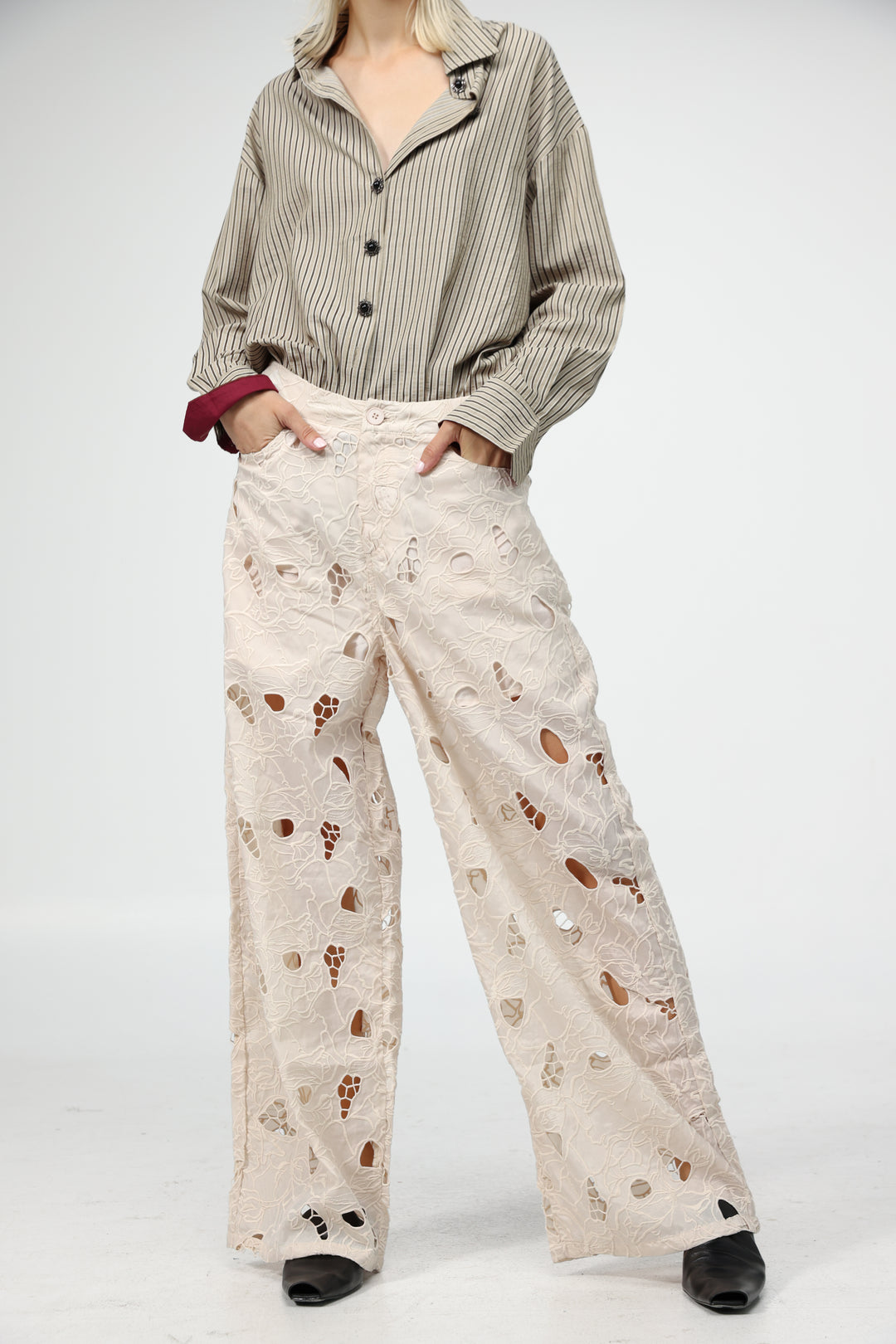 Floral Cutwork Cream Bottoms
