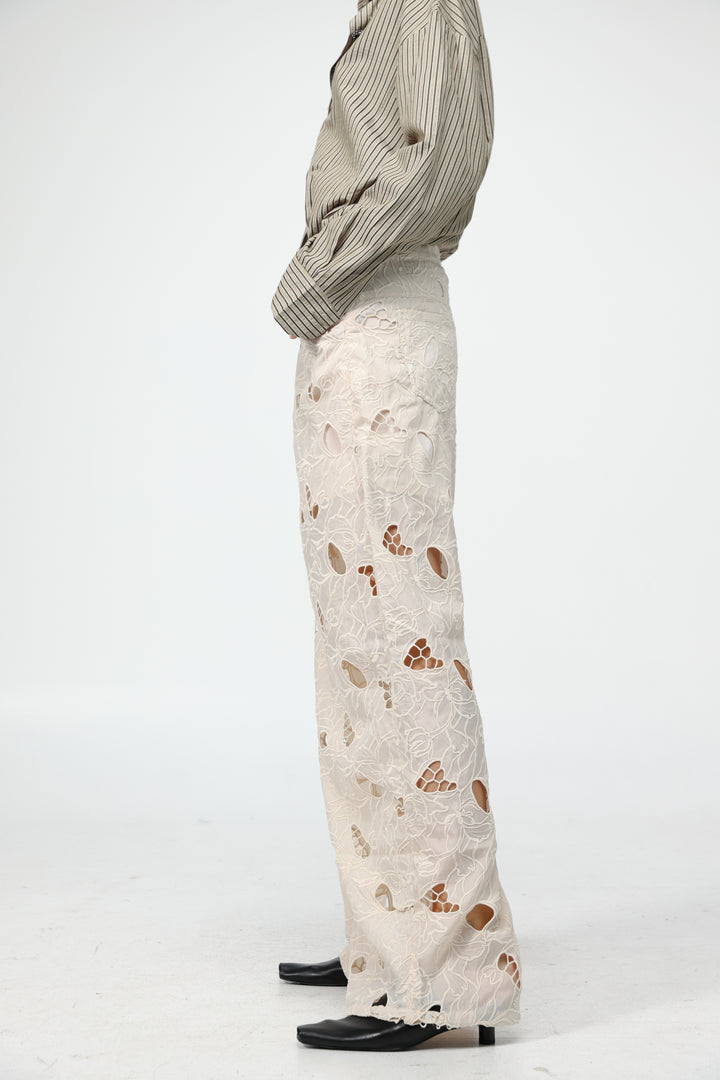Floral Cutwork Cream Bottoms