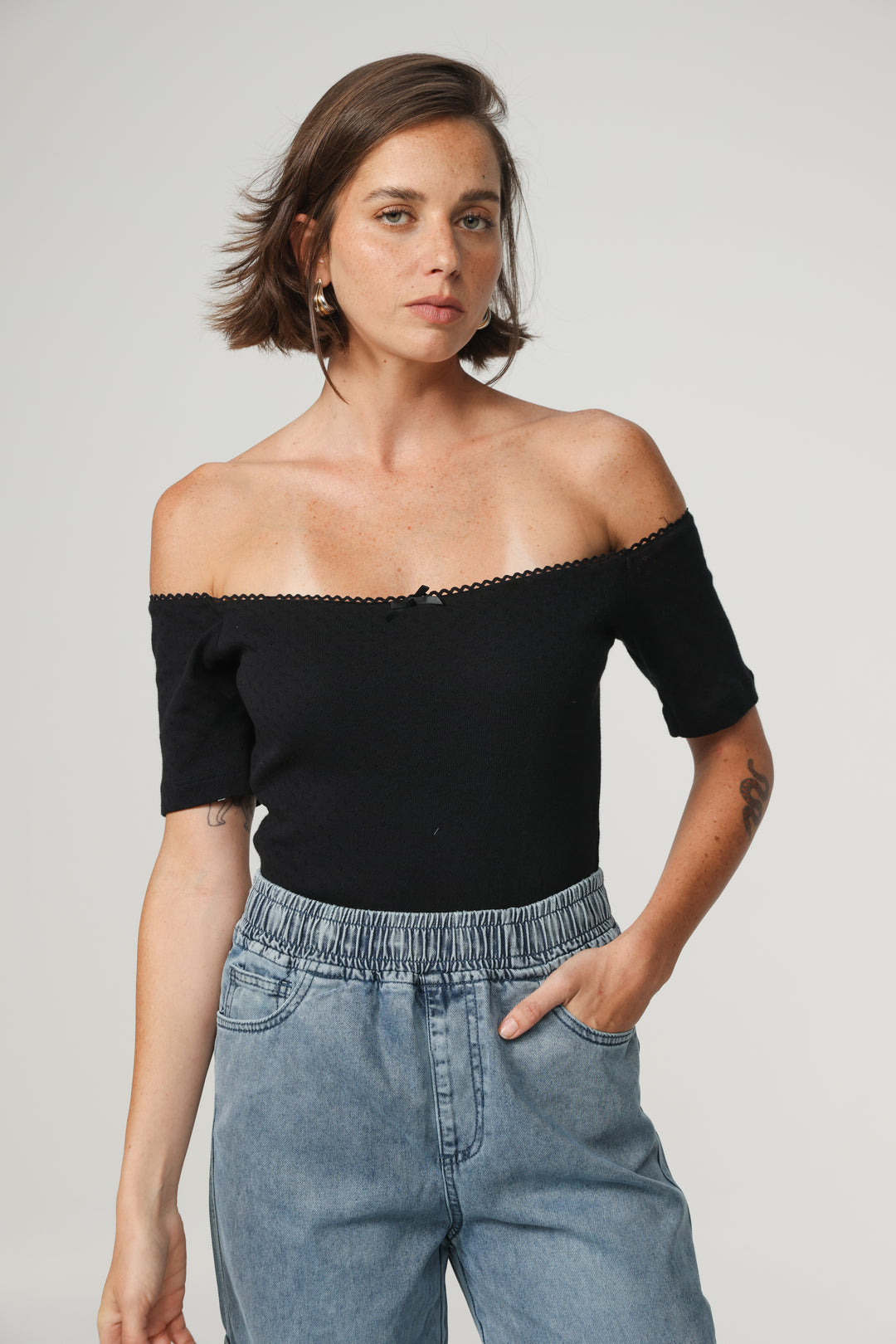 Mateo Black Off Shoulder Bodysuit