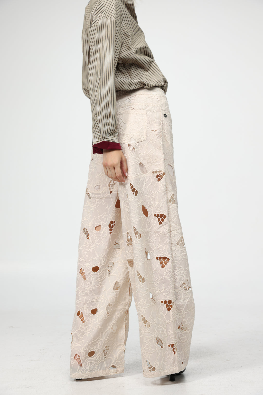 Floral Cutwork Cream Bottoms