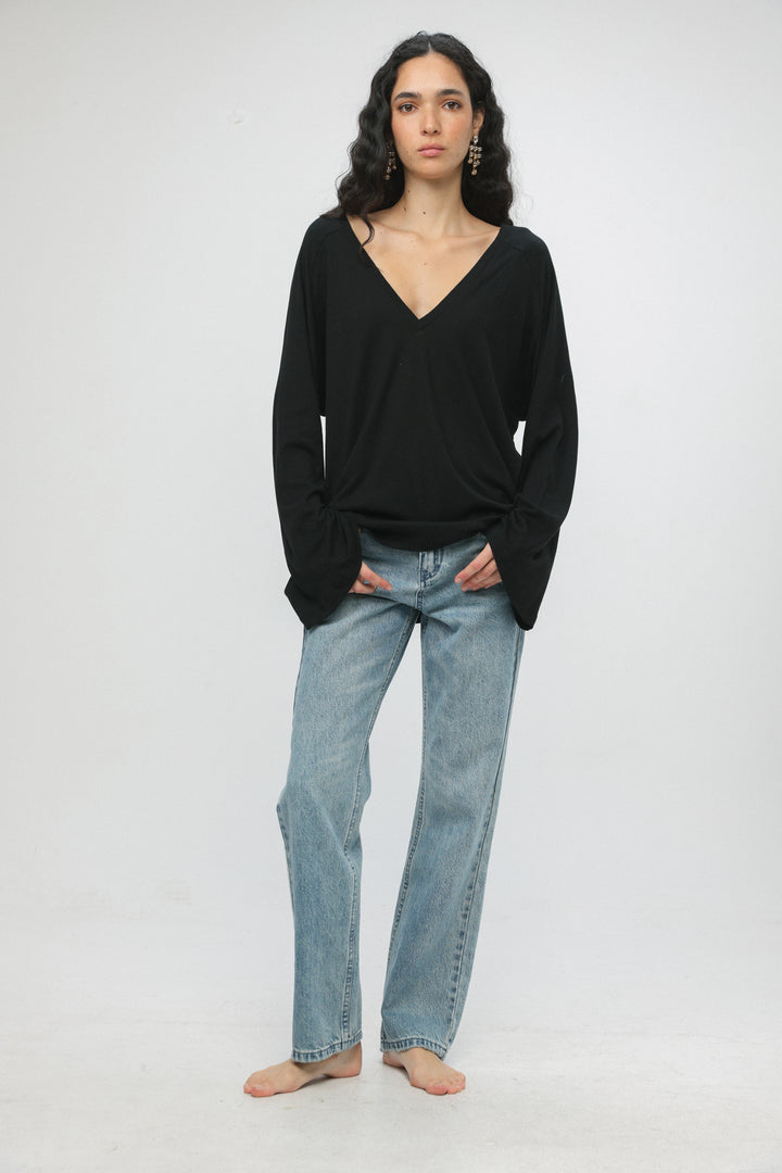 Clean10 Black Rib V Shirt