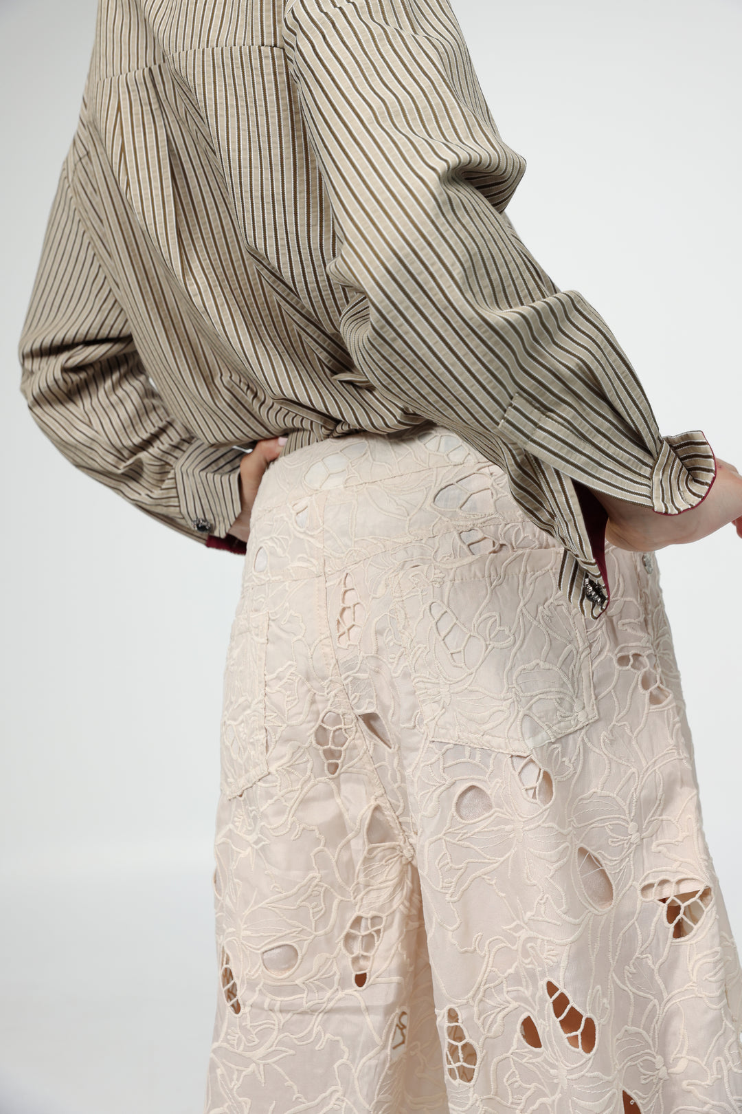 Floral Cutwork Cream Bottoms