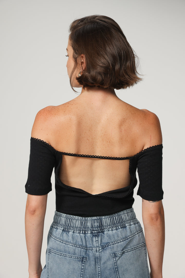 Mateo Black Off Shoulder Bodysuit