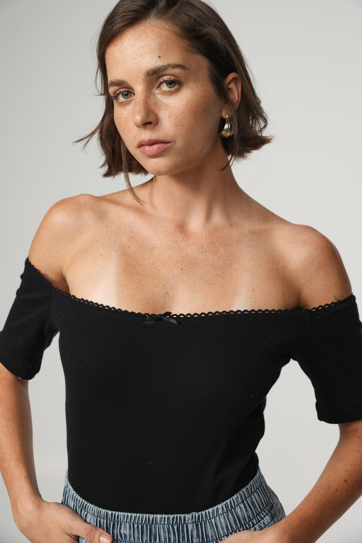 Mateo Black Off Shoulder Bodysuit