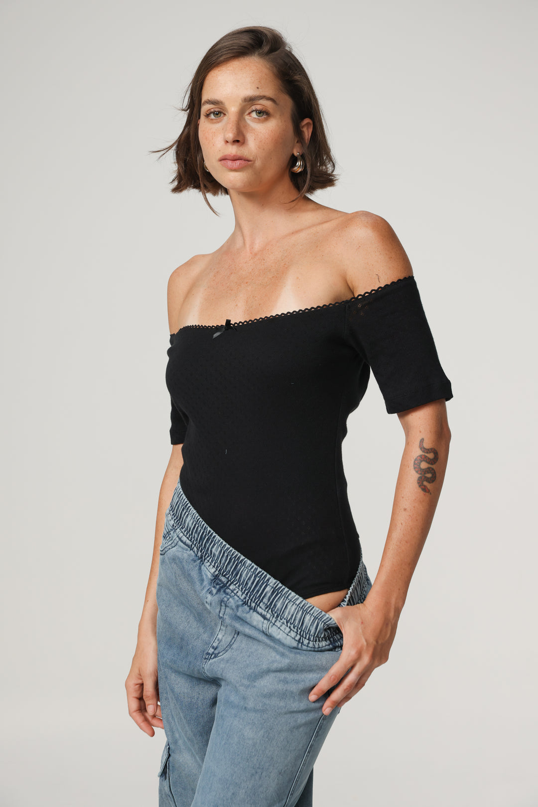 Mateo Black Off Shoulder Bodysuit