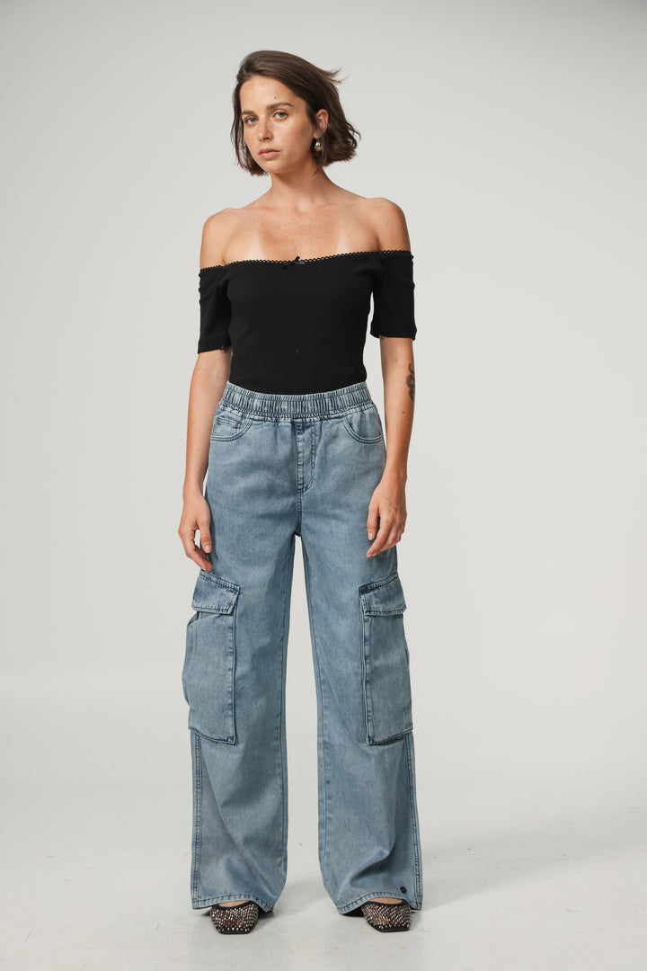 Soft Blue Cargo Denim