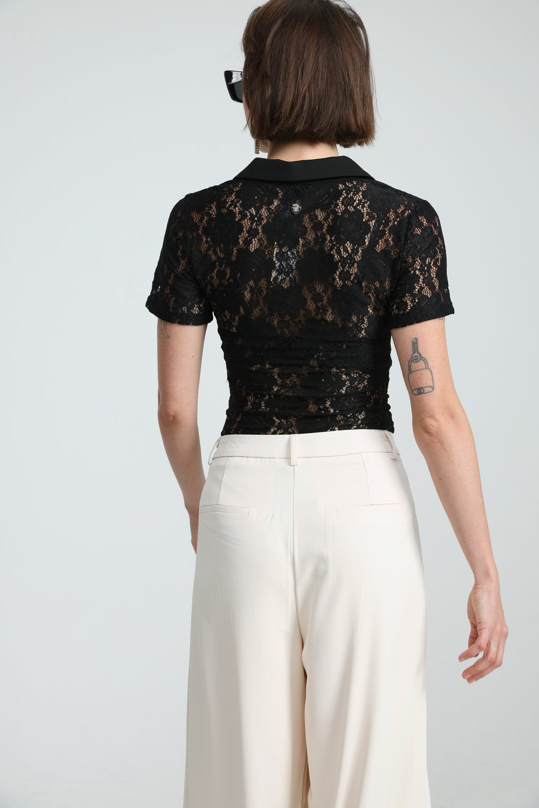 Lace Polo Black Bodysuit