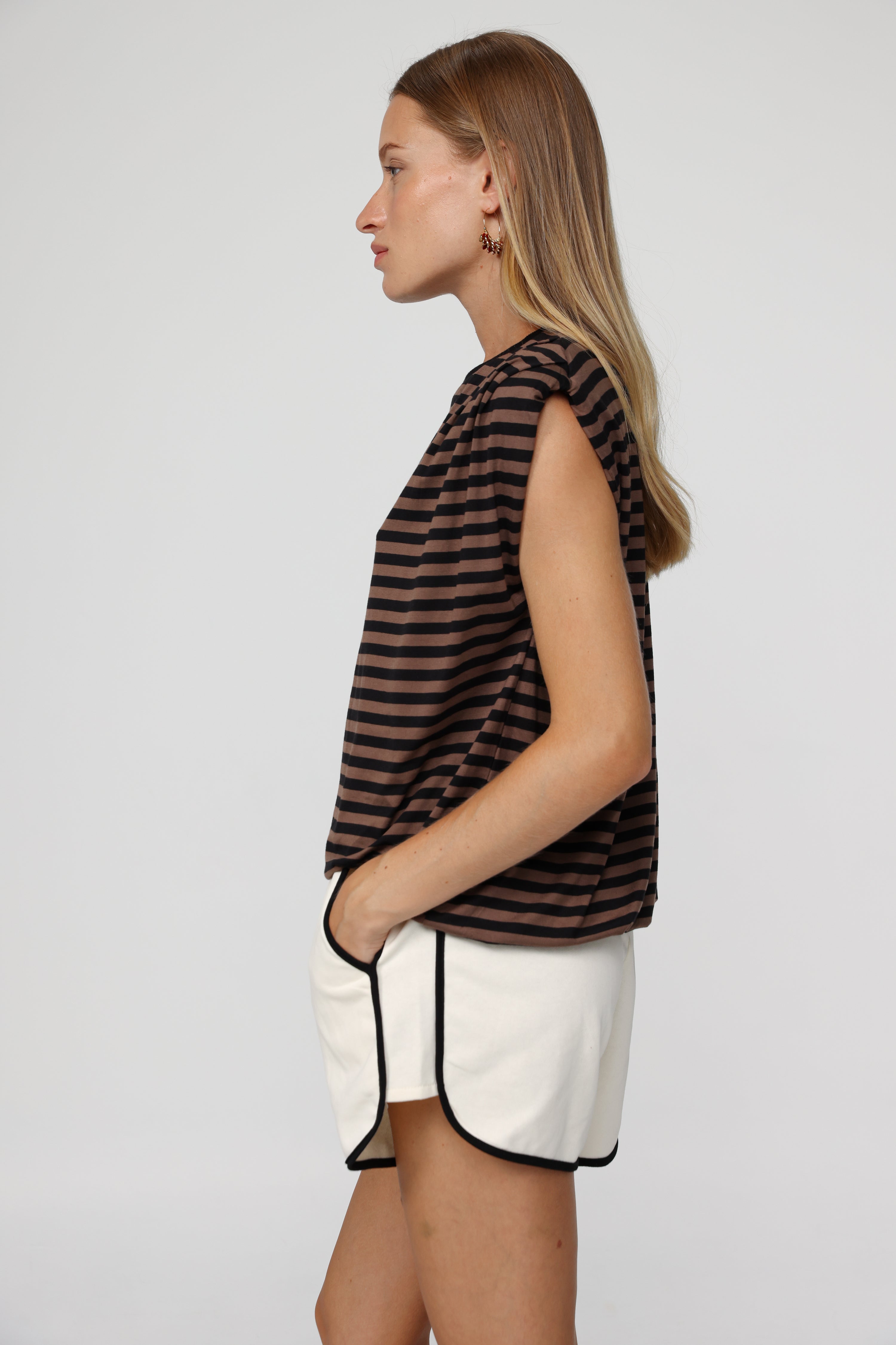 DNA Brown Striped Padded Tank – SEESTARZ