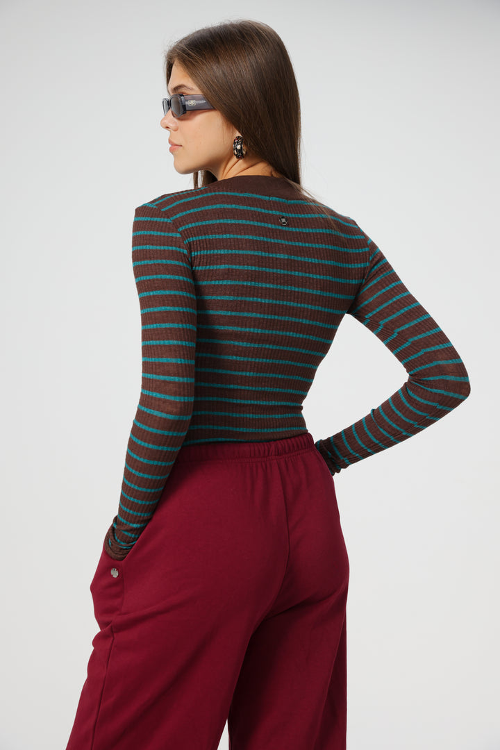 Candy Brown Striped Shirt
