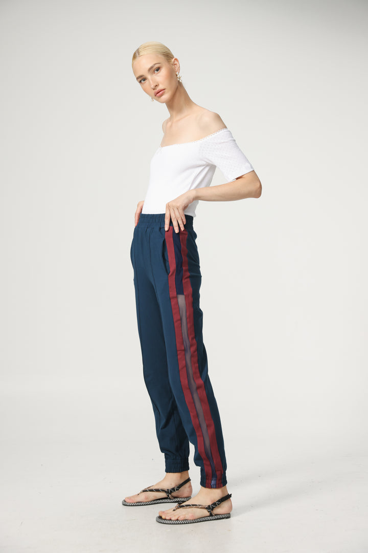 Best Navy/Wine Mesh Joggers
