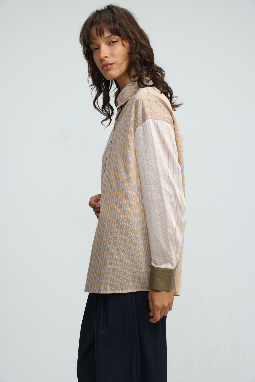 Checklist Beige Striped Buttoned Shirt
