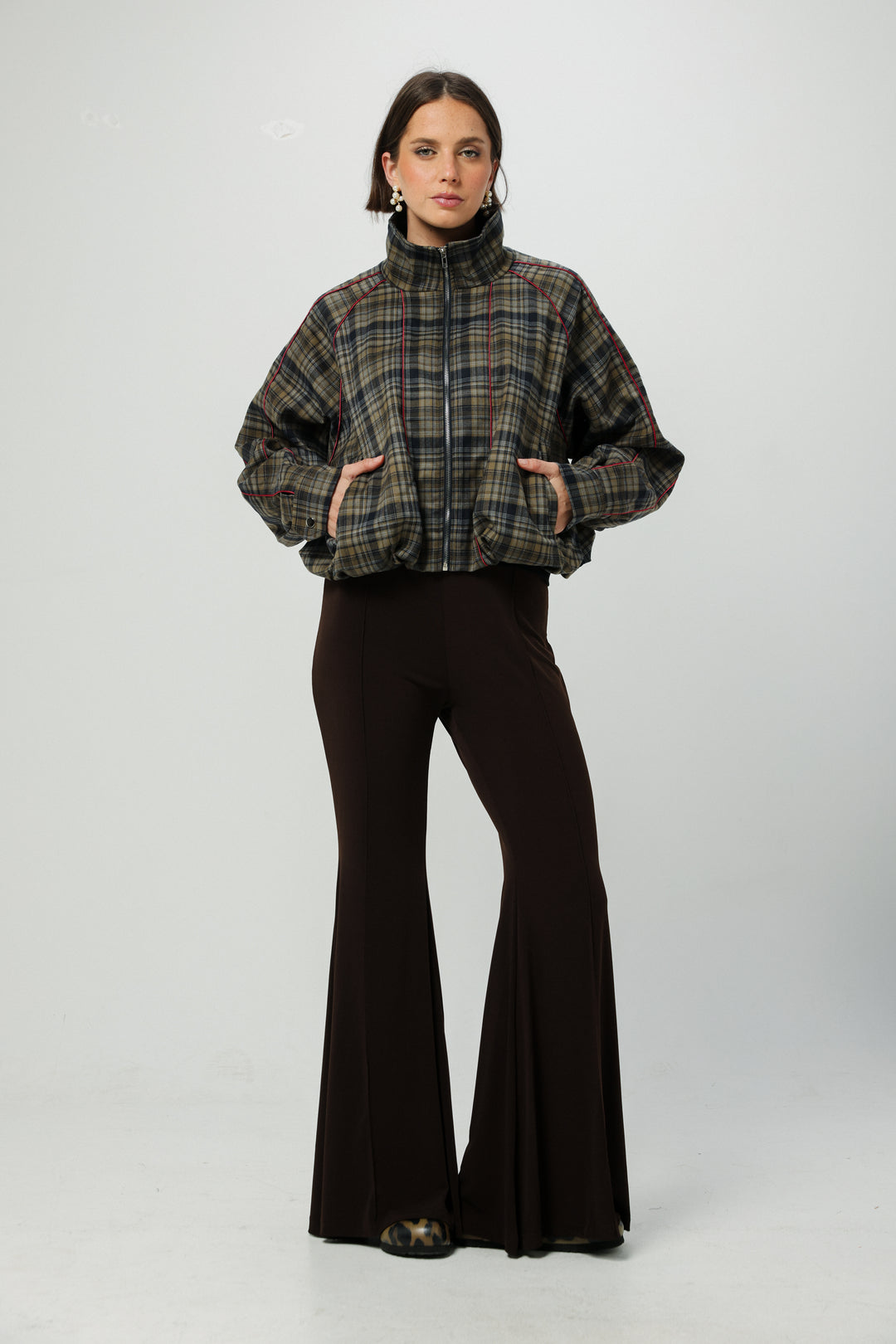 Bima Navy Plaid Bomber Jacket