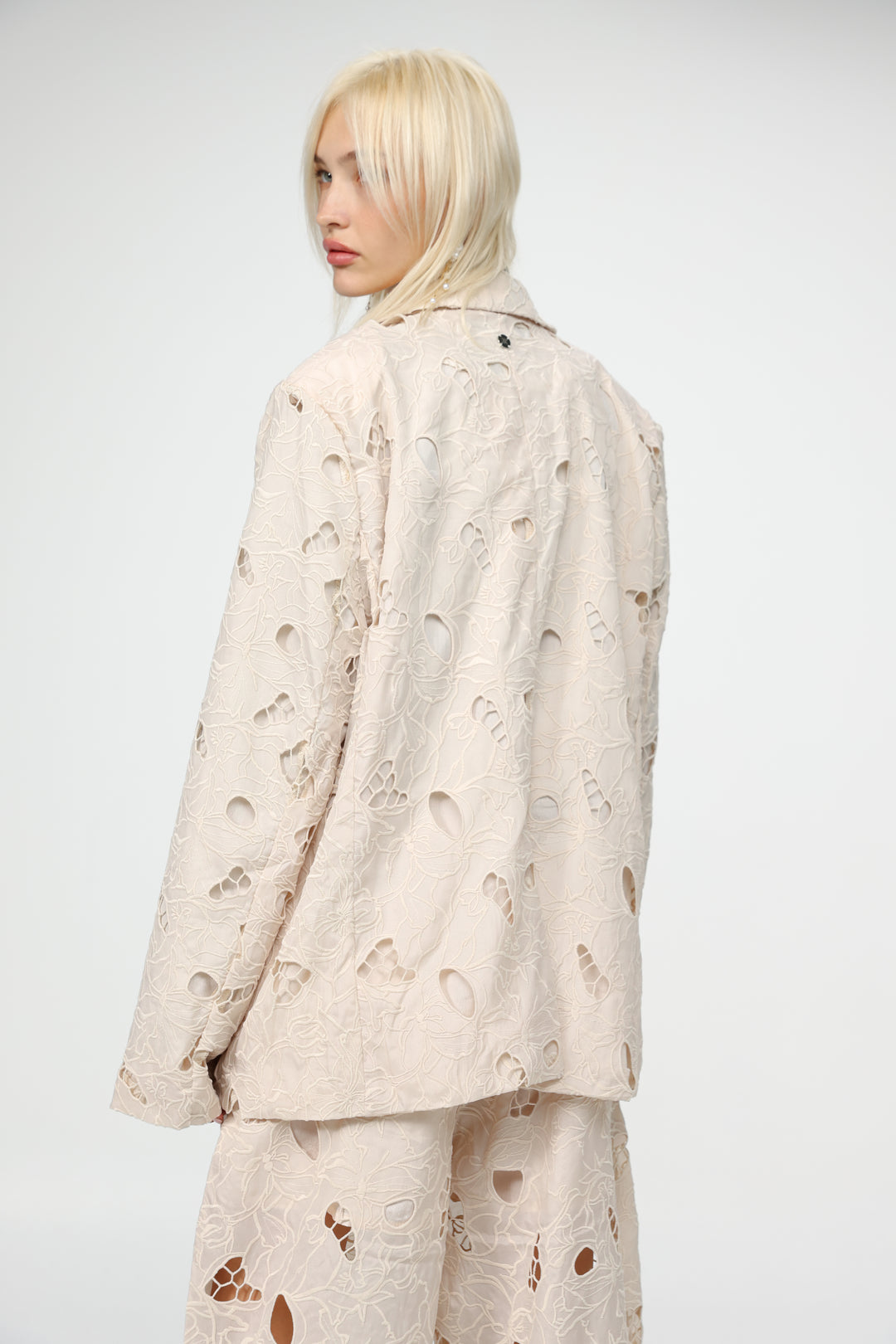 Floral Cutwork Cream Blazer