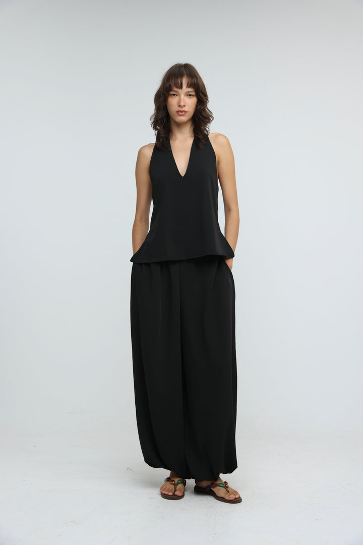 Fluid Black Halter Top