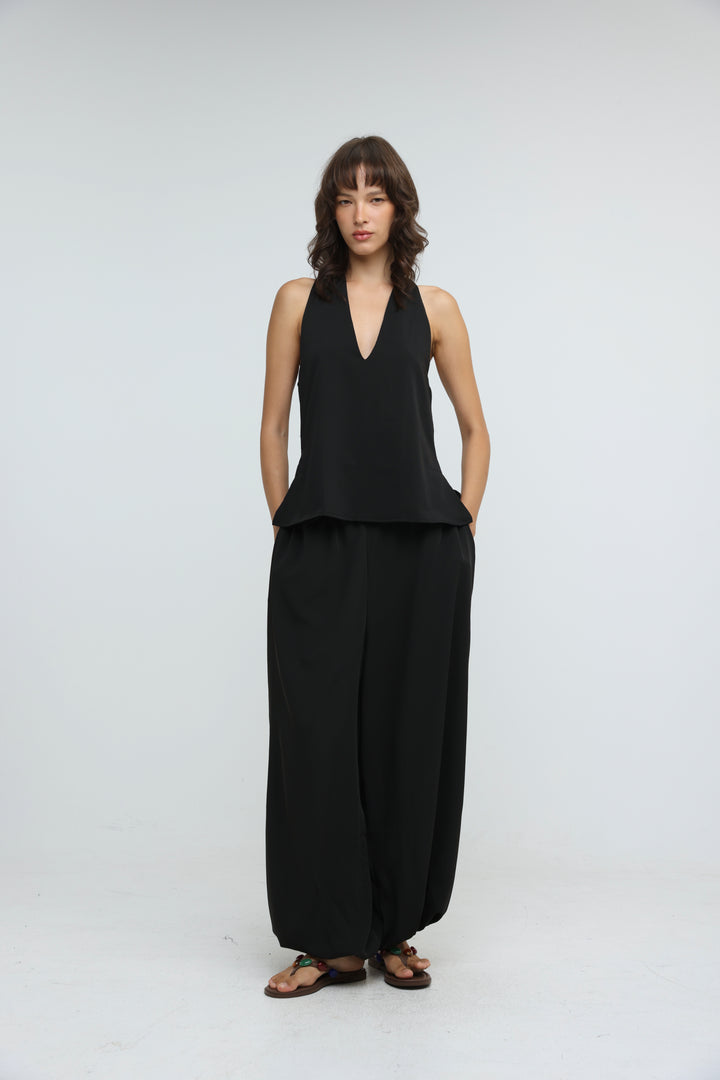Fluid Black Halter Top