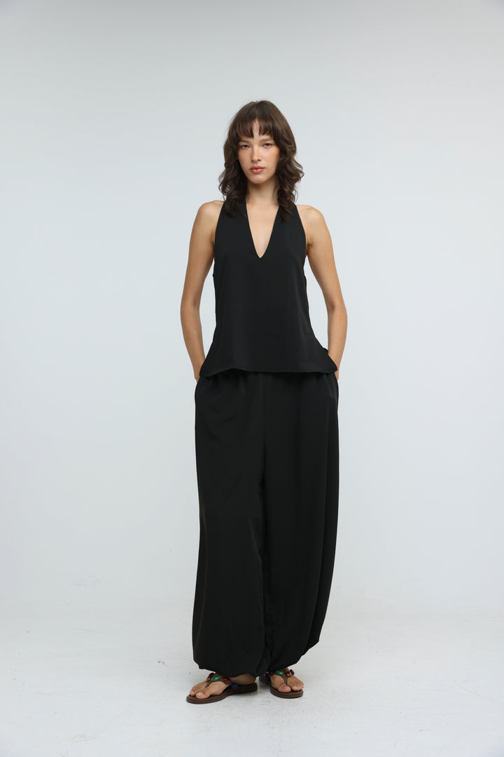 Fluid Black Halter Top