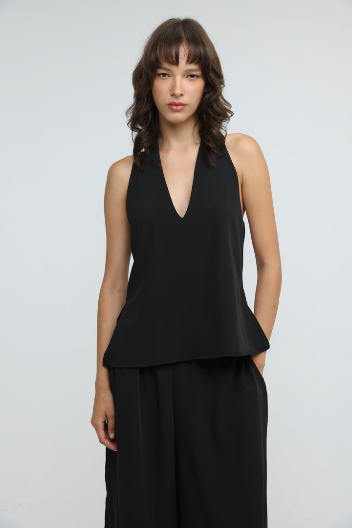 Fluid Black Halter Top