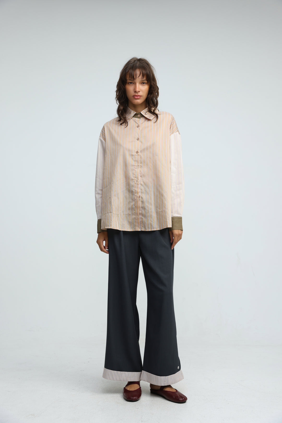Checklist Beige Striped Buttoned Shirt