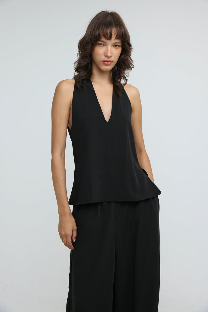 Fluid Black Halter Top