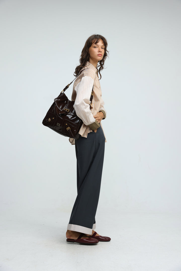Buckle Pocket Brown Bag