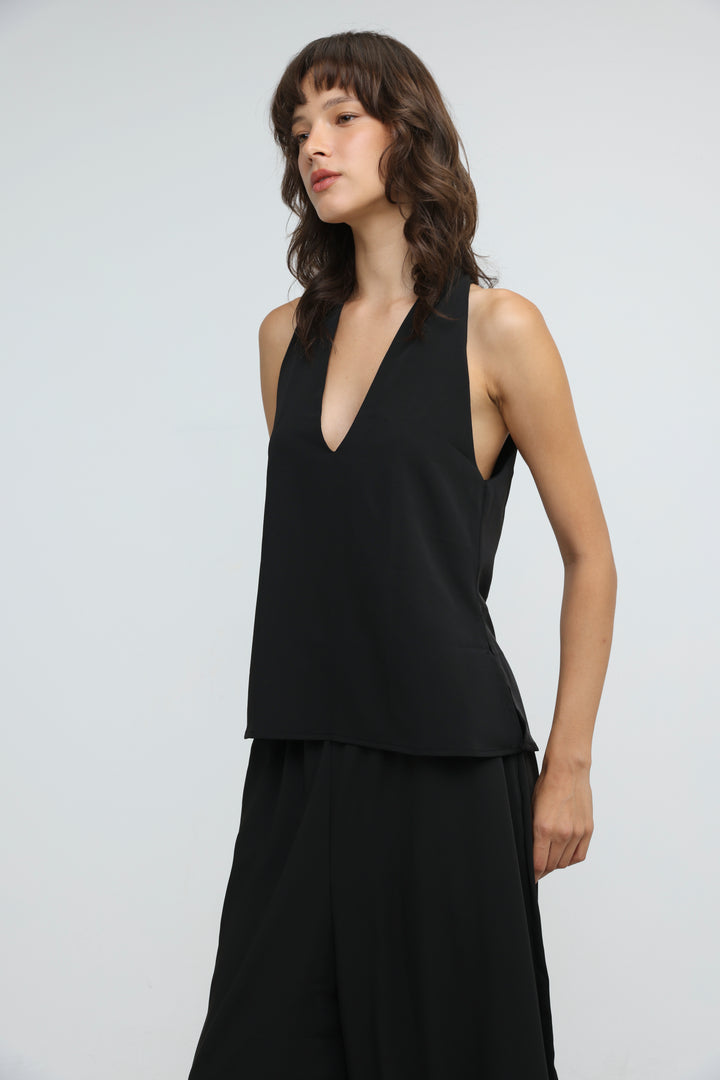 Fluid Black Halter Top