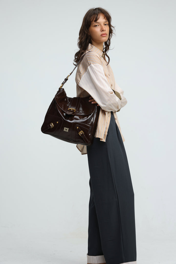 Buckle Pocket Brown Bag