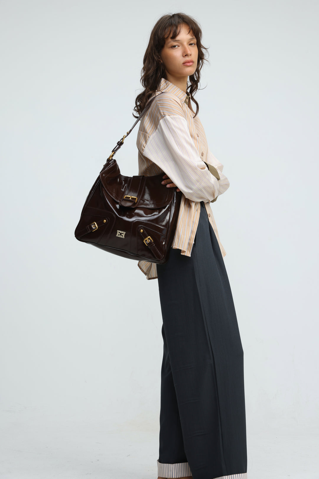 Buckle Pocket Brown Bag