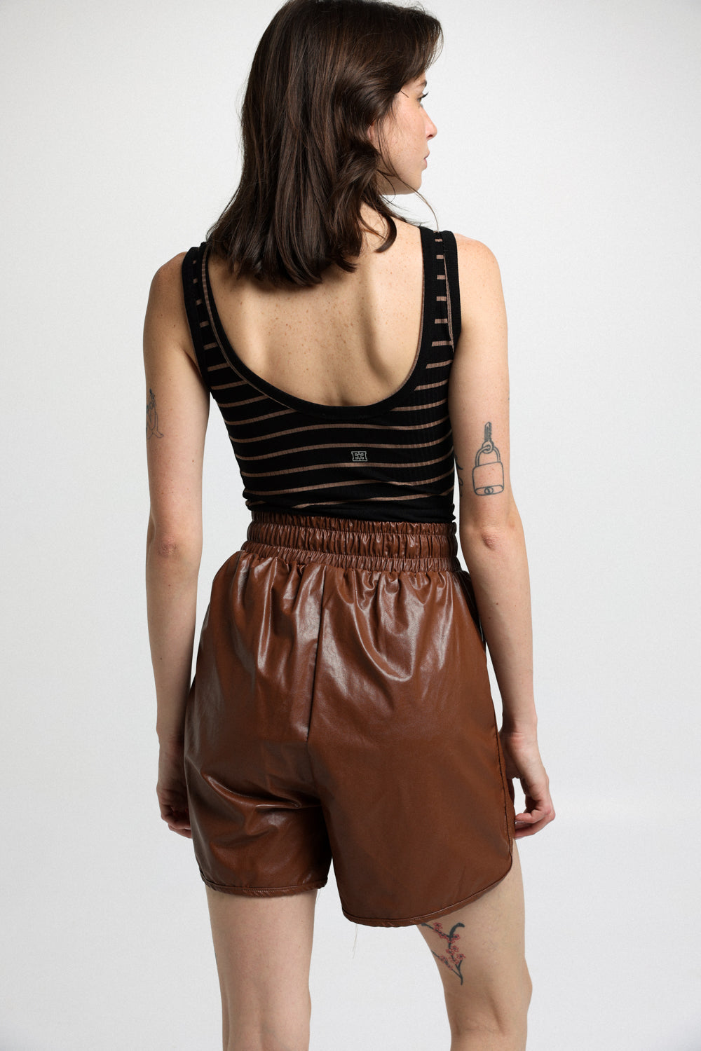 Buni Faux Leather Brown shorts