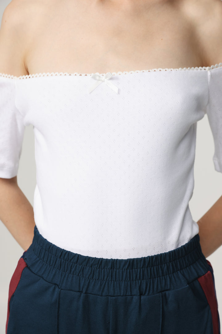 Mateo White Off Shoulder Bodysuit