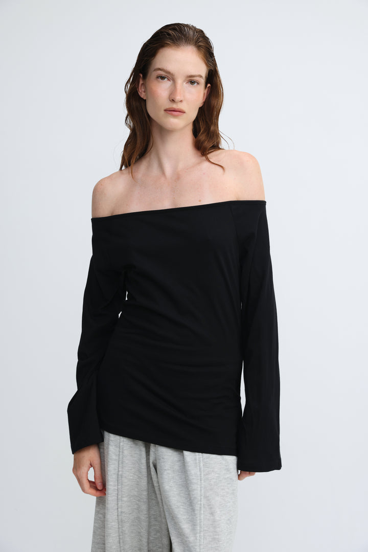 Clean63 Black Off Shoulder Shirt
