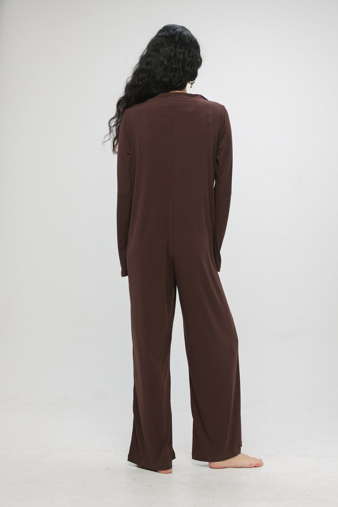 Snaps Brown Wide Jumpsuit
