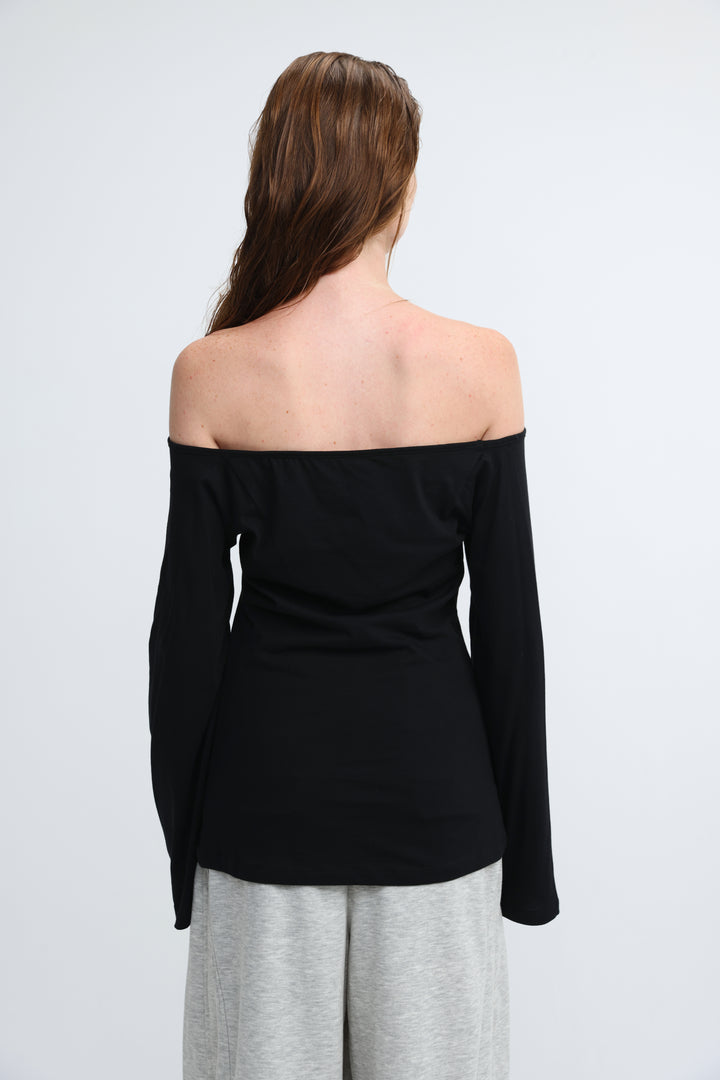 Clean63 Black Off Shoulder Shirt