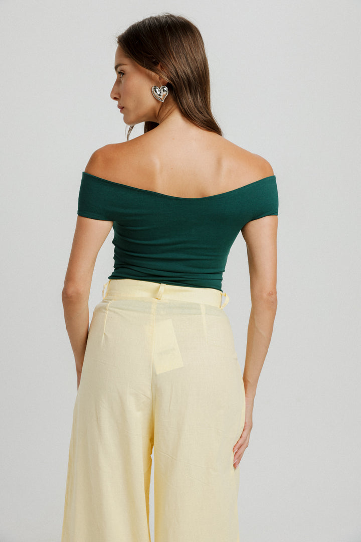 Noble Deep Green Off Shoulder Top