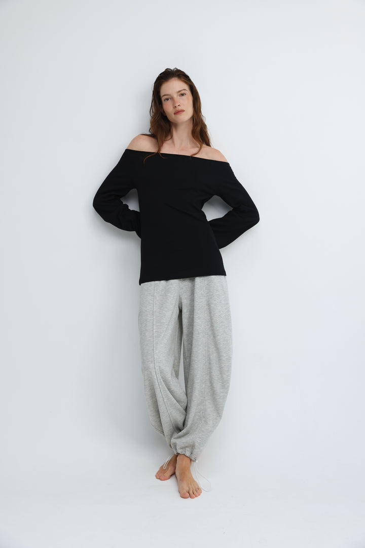 Clean63 Black Off Shoulder Shirt
