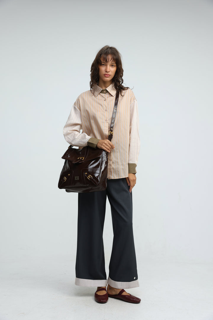 Buckle Pocket Brown Bag