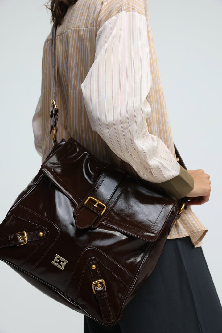 Buckle Pocket Brown Bag