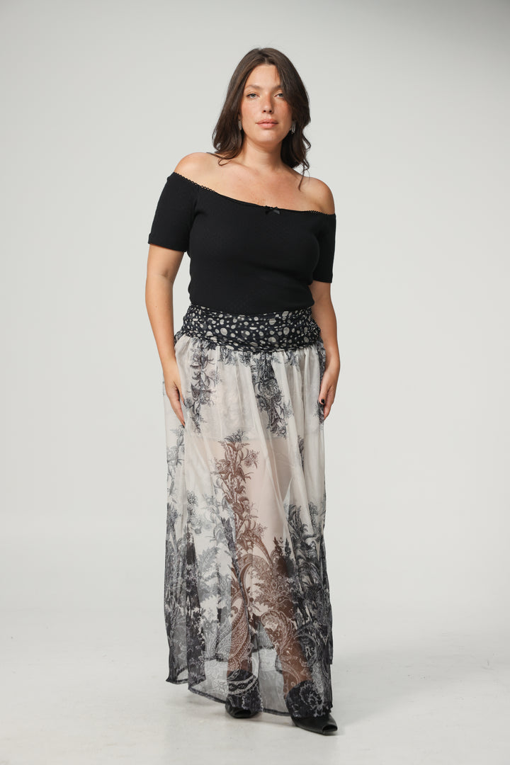Paisley&Dots Combo Maxi Skirt