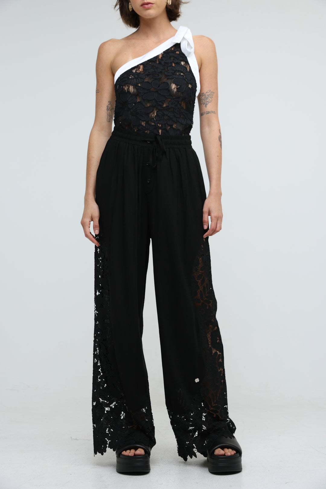 Lace Detail Black Bottoms