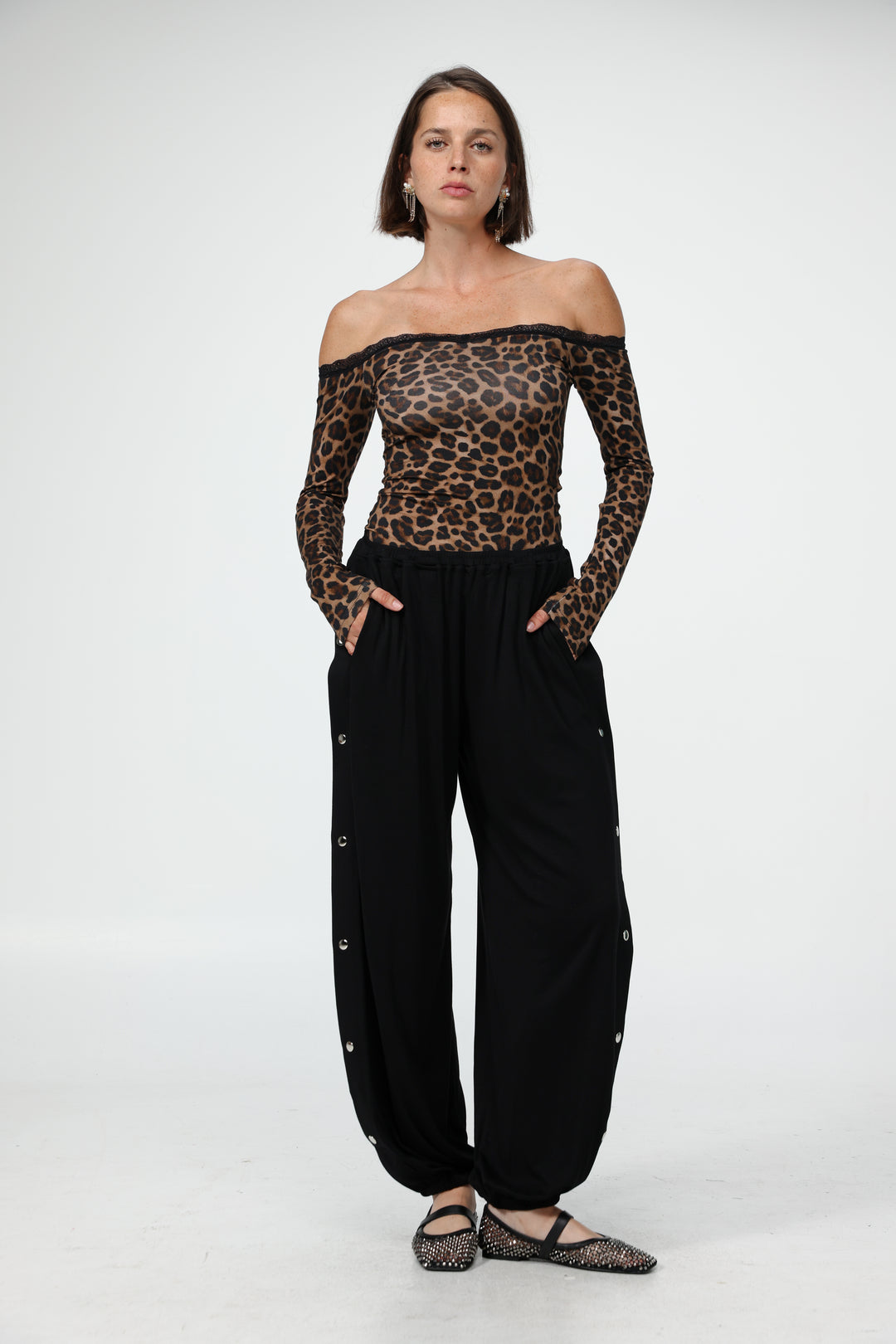 Player Leopard Off Shoulder Top