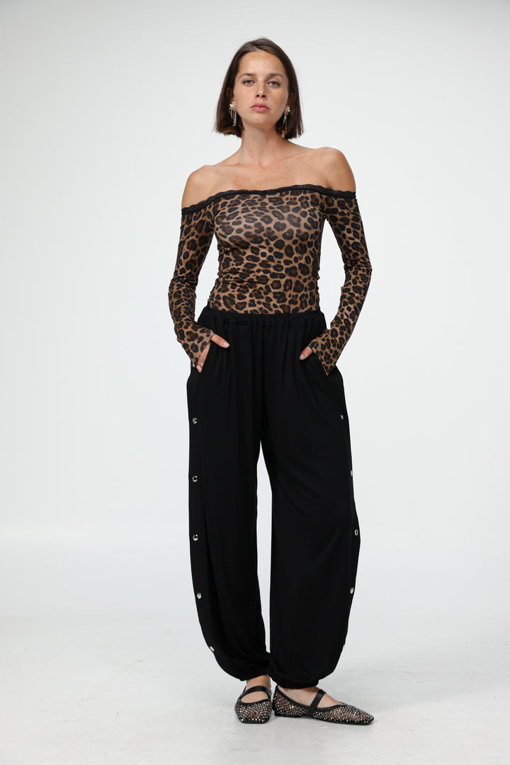 Player Leopard Off Shoulder Top