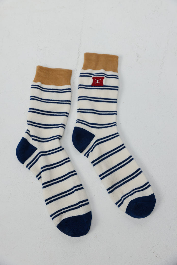 EE Navy Stripes/Camel Socks