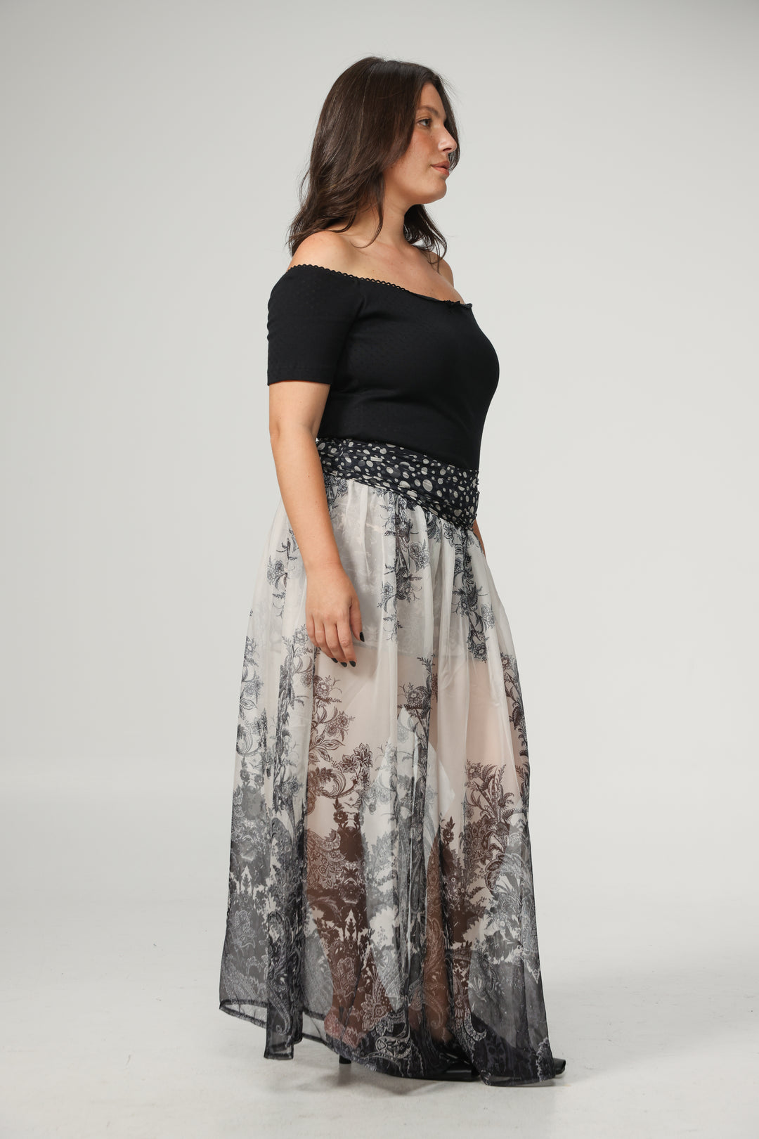 Paisley&Dots Combo Maxi Skirt