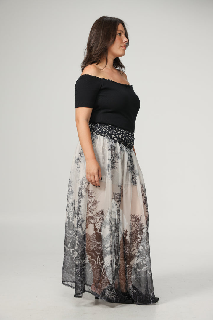 Paisley&Dots Combo Maxi Skirt