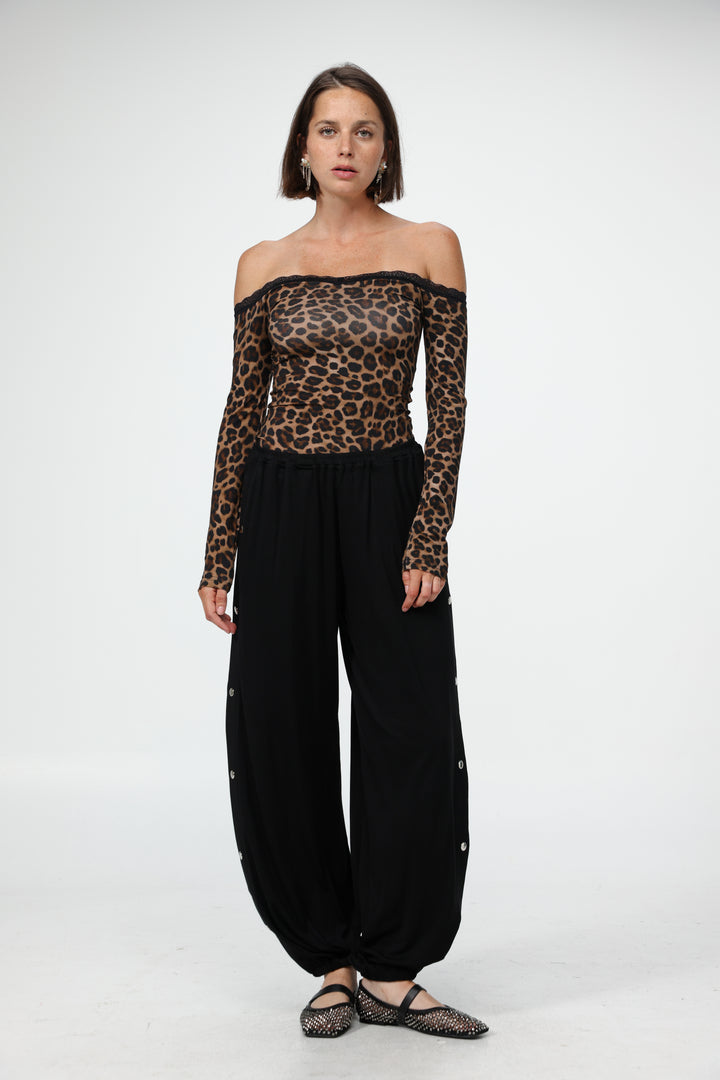 Player Leopard Off Shoulder Top