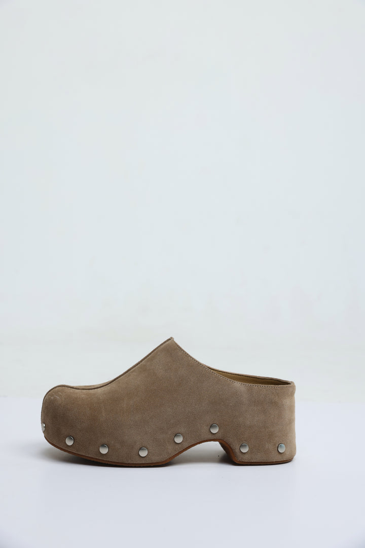Stone Studded Suede Clogs