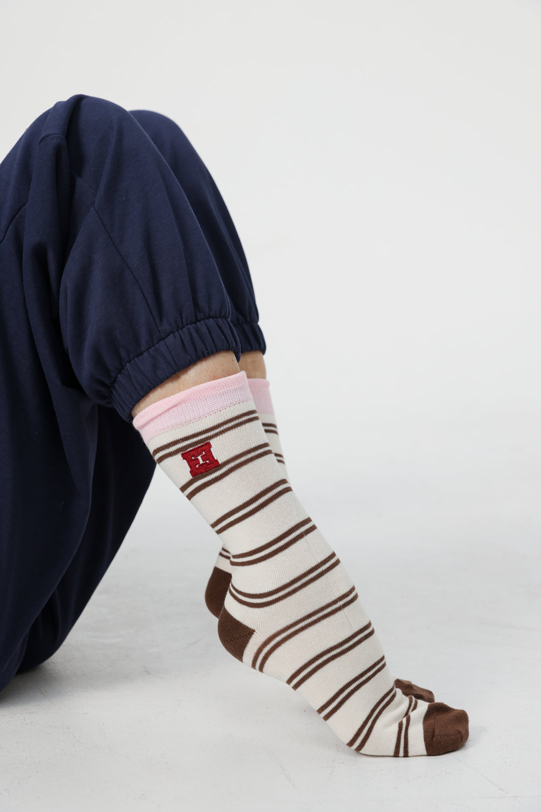 EE Brown Stripes/Light Pink Socks