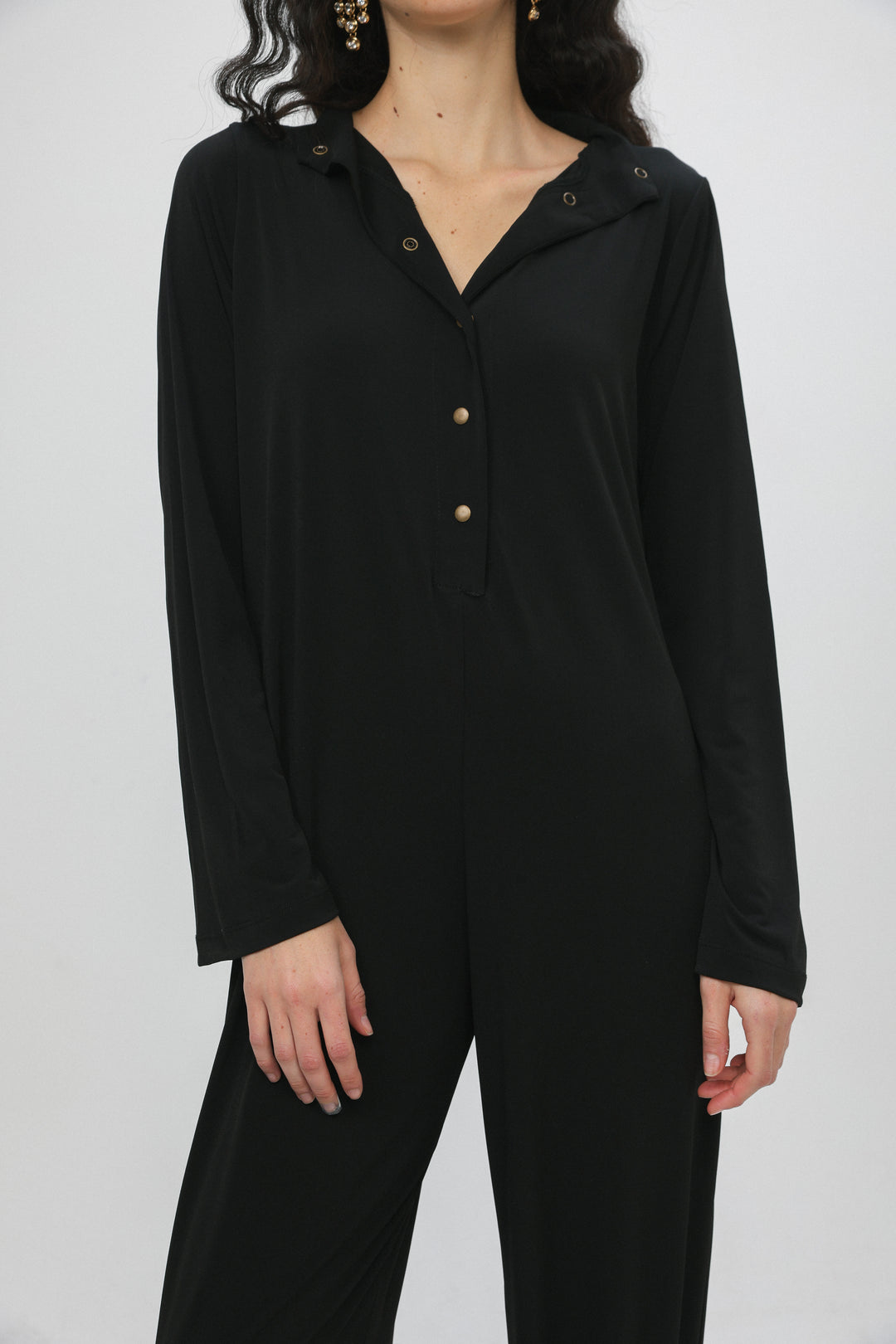 Snaps Black Wide Jumpsuit