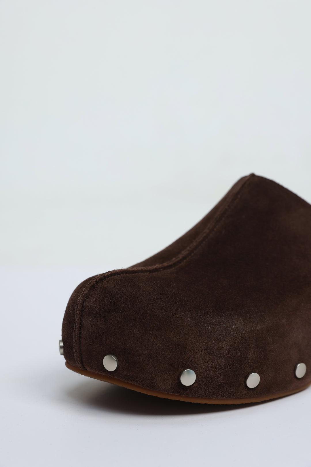 Brown Studded Suede Clogs