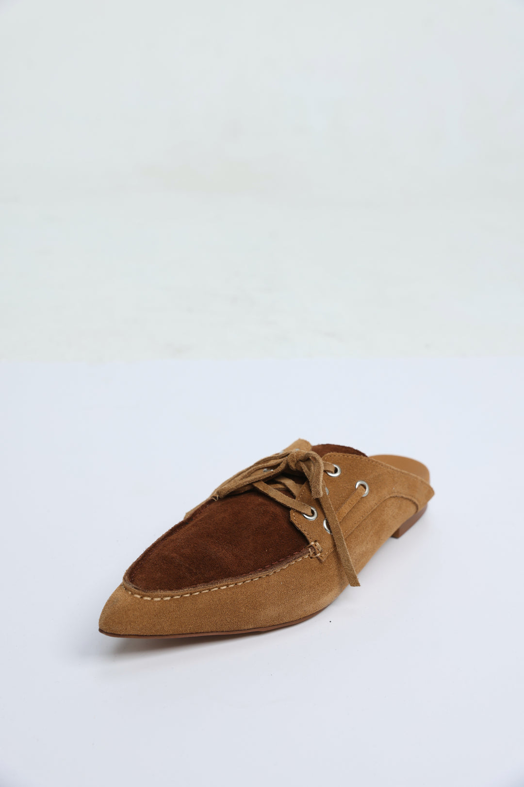 Pointed Brown Mix Suede Moccasin Slides